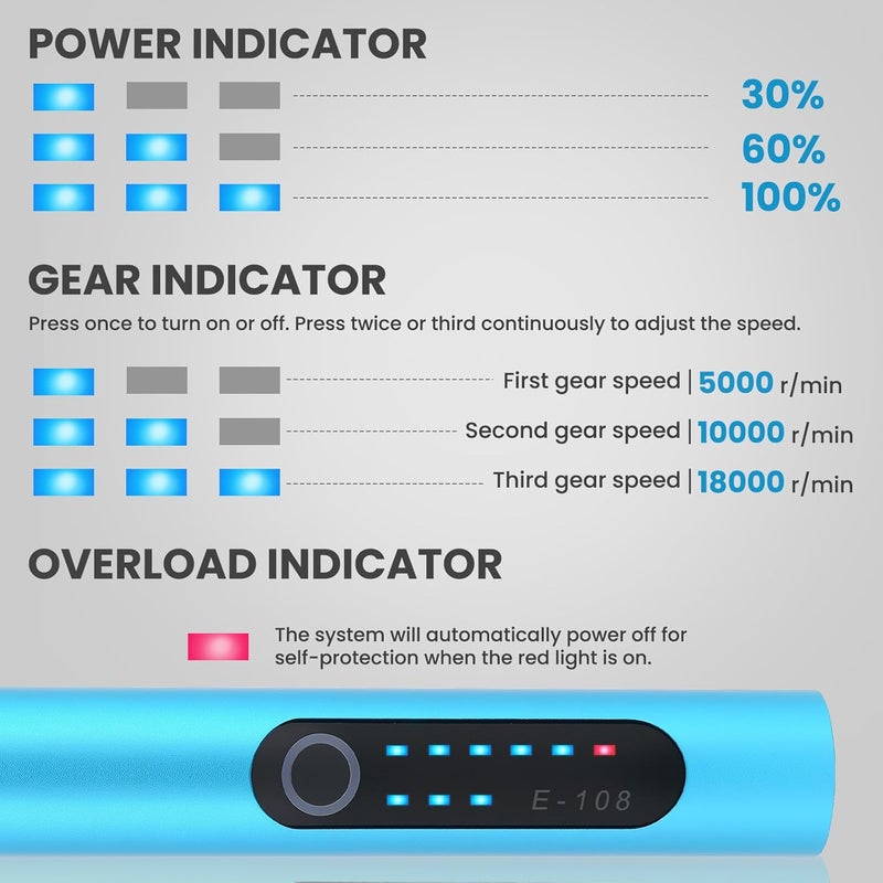 Timntts Electric Engraving Pen with 37 Bits, USB Rechargeable Cordless Etching Engraving Tool, Portable DIY Rotary Engraver for Jewelry Wood Glass Stone Carving (Blue) - Image 4